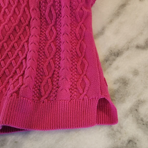 J. Crew Factory Pink Cable Knit Cotton Sweater - Women's Size Small - Picture 5 of 7